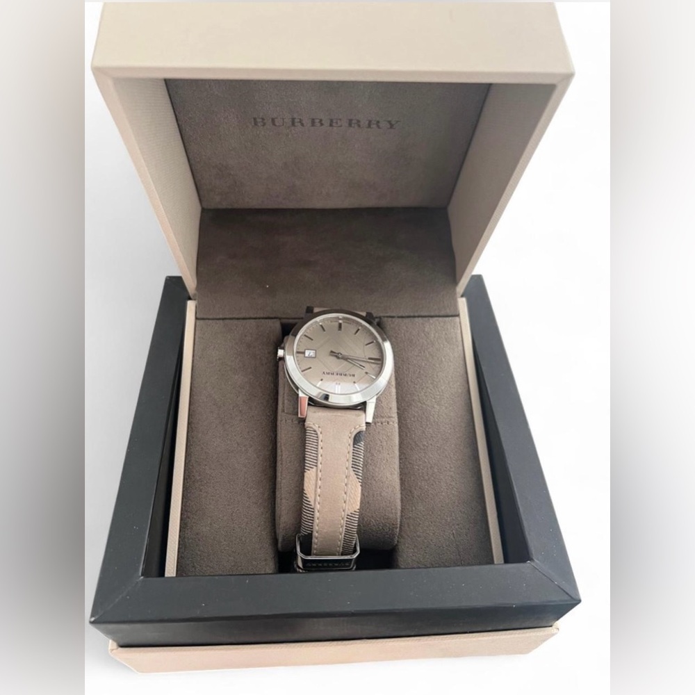 Burberry Silver and Tan Luxury Watch